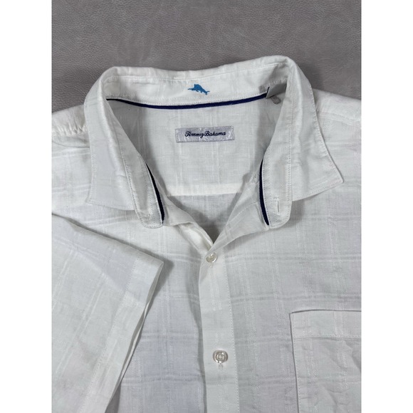Tommy Bahama Other - Tommy Bahama Linen Shirt Size XXL White Hawaiian Short Sleeve Pocket Shirt